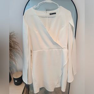White Blazer Dress with Flare Sleeves